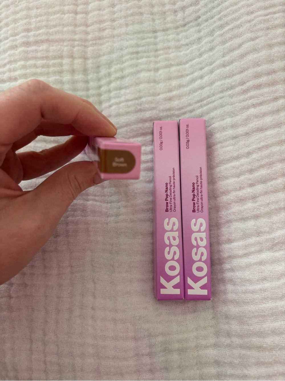 Kosas Brow Pop Nano Precision Gel — Soft Brown with Pink Packaging
